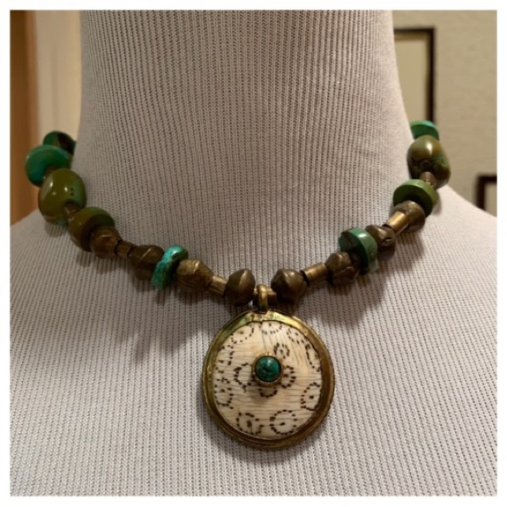 Turquoise & Brass Choker